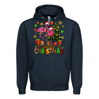 Navy flamingo merry christmas Zipper Hoodie - AdoDesignShop