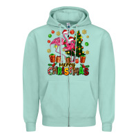 Seafoam flamingo merry christmas Zipper Hoodie - AdoDesignShop