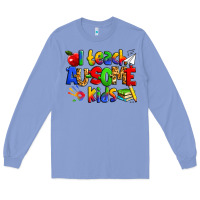 Colony Blue i teach ausome kids autism teacher Long Sleeve Tee - Zillion Design Studio