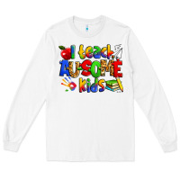 White i teach ausome kids autism teacher Long Sleeve Tee - Zillion Design Studio