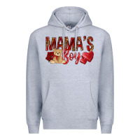 Heather Grey mamas boy with leopard Premium Hoodie - NancyCooperArtShop