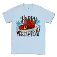 Dusty Blue happy yeehawliday Classic Tee - CowhideDigitalArt