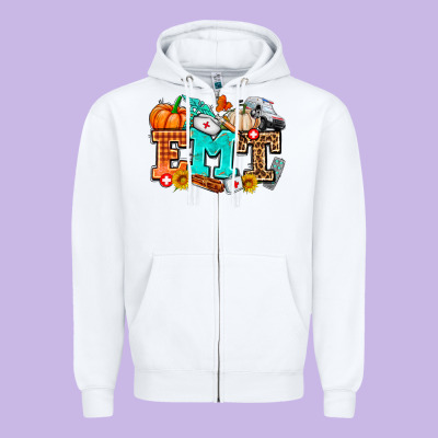 Emt With Fall Zipper Hoodie Designed By Adodesignshop