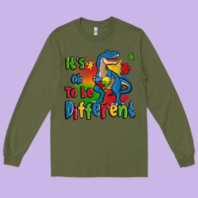 It's Ok To Be Different Autism Trex Long Sleeve Tee Designed By Zillion Design Studio