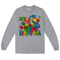 Heather Grey it's ok to be different autism trex Long Sleeve Tee - Zillion Design Studio