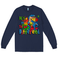 Navy it's ok to be different autism trex Long Sleeve Tee - Zillion Design Studio