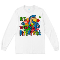 White it's ok to be different autism trex Long Sleeve Tee - Zillion Design Studio
