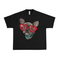 Black french bulldog with love glasses Urban Heavy Tee - RanaPortraitStore