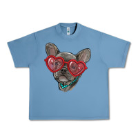 Pebble Blue french bulldog with love glasses Urban Heavy Tee - RanaPortraitStore