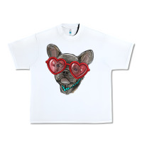 White french bulldog with love glasses Urban Heavy Tee - RanaPortraitStore