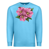 Ocean Blue Wild Prairie Rose Illustrations Premium Sweatshirt - LillyAllenDesigns
