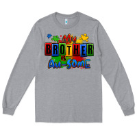 Heather Grey my brother is ausome autism Long Sleeve Tee - Zillion Design Studio