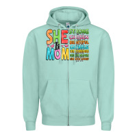 Seafoam she is mom Zipper Hoodie - JahusDesignShop