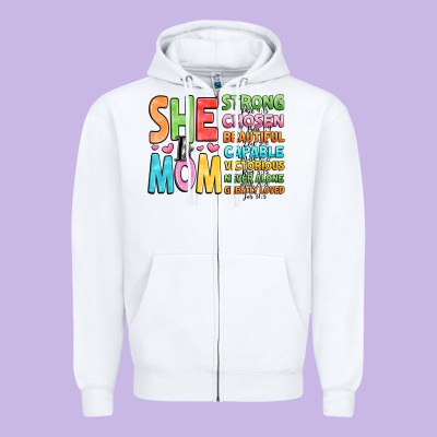 She Is Mom Zipper Hoodie Designed By Jahusdesignshop