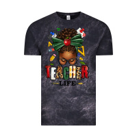 Cloud Black teacher life afro messy bun Vintage Tee - texasbilliewilder
