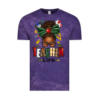 Cloud Purple teacher life afro messy bun Vintage Tee - texasbilliewilder