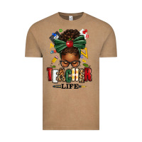 Vintage Coffee teacher life afro messy bun Vintage Tee - texasbilliewilder