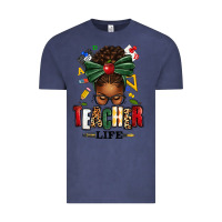 Vintage Denim teacher life afro messy bun Vintage Tee - texasbilliewilder