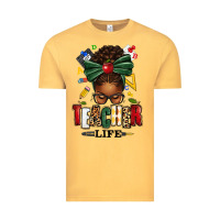 Vintage Mustard teacher life afro messy bun Vintage Tee - texasbilliewilder