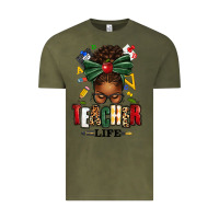 Vintage Olive teacher life afro messy bun Vintage Tee - texasbilliewilder