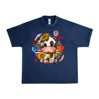 Navy cute cow fourth of july Urban Heavy Tee - texasbilliewilder