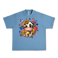 Pebble Blue cute cow fourth of july Urban Heavy Tee - texasbilliewilder