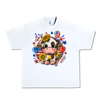 White cute cow fourth of july Urban Heavy Tee - texasbilliewilder
