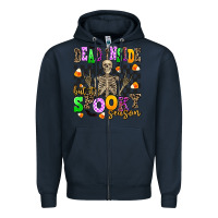 Navy dead inside but it's spooky season Zipper Hoodie - AdoDesignShop