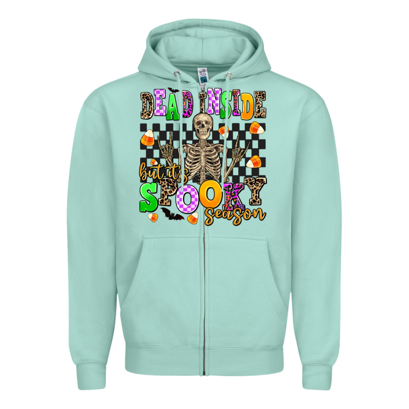 Dead Inside But It's Spooky Season Zipper Hoodie by AdoDesignShop | Teevron