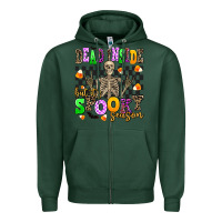 Sports Green dead inside but it's spooky season Zipper Hoodie - AdoDesignShop