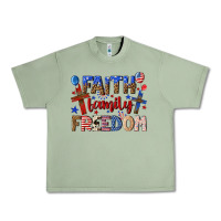 Oil Green faith family freedom Urban Heavy Tee - texasbilliewilder