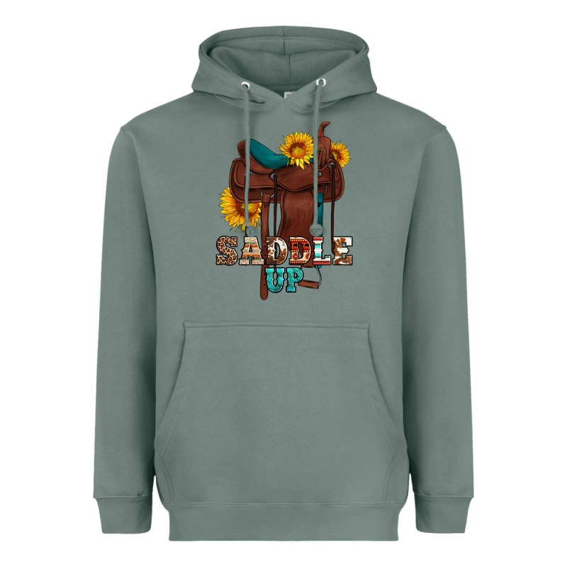 Saddle Up Cowboy Western Sunflowers Heavyweight Hoodie by Artiststas | Teevron