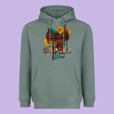 Saddle Up Cowboy Western Sunflowers Heavyweight Hoodie Designed By Artiststas