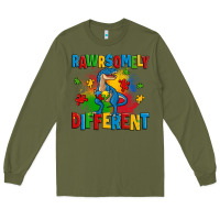 Army Green rawrsomely different autism trex Long Sleeve Tee - Zillion Design Studio