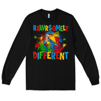 Black rawrsomely different autism trex Long Sleeve Tee - Zillion Design Studio
