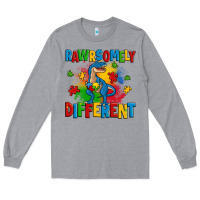 Heather Grey rawrsomely different autism trex Long Sleeve Tee - Zillion Design Studio