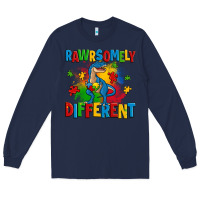 Navy rawrsomely different autism trex Long Sleeve Tee - Zillion Design Studio