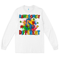 White rawrsomely different autism trex Long Sleeve Tee - Zillion Design Studio