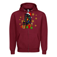 Burgundy black cat meowy christmas Zipper Hoodie - AdoDesignShop