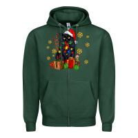 Sports Green black cat meowy christmas Zipper Hoodie - AdoDesignShop