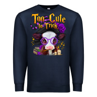Navy too cute to trick halloween baby calf Premium Sweatshirt - Jasminsmagicworld