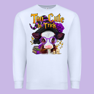 Too Cute To Trick Halloween Baby Calf Premium Sweatshirt Designed By Jasminsmagicworld