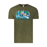 Vintage Olive merry christmas snowman gnomes Vintage Tee - Zillion Design Studio