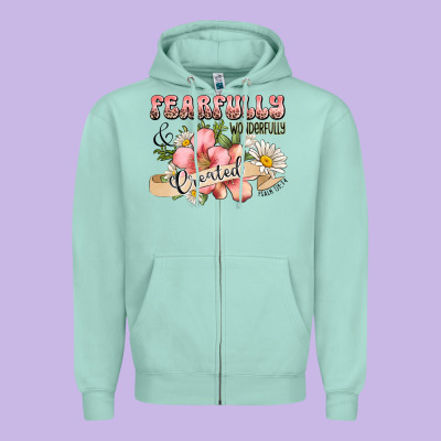 Fearfully And Wonderfully Created Zipper Hoodie Designed By Jahusdesignshop