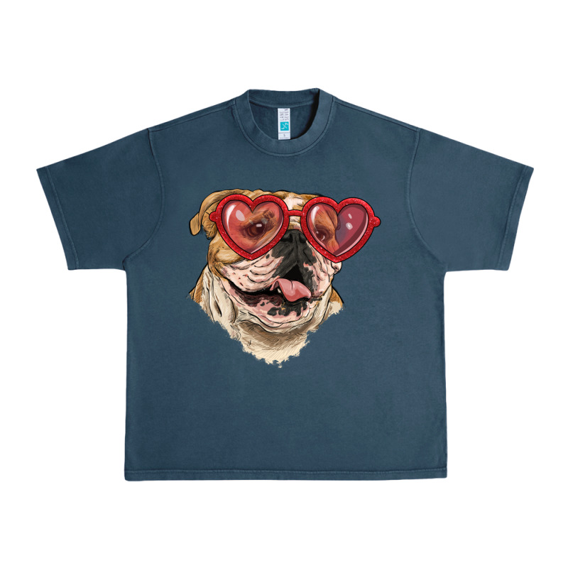 English Bulldog With Love Glass Urban Heavy Tee by RanaPortraitStore | Teevron