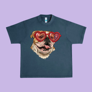 English Bulldog With Love Glass Urban Heavy Tee Designed By Ranaportraitstore