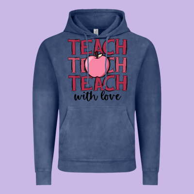 Teach With Love Vintage Hoodie Designed By Jahusdesignshop