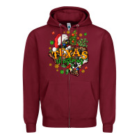 Burgundy texas christmas Zipper Hoodie - AdoDesignShop
