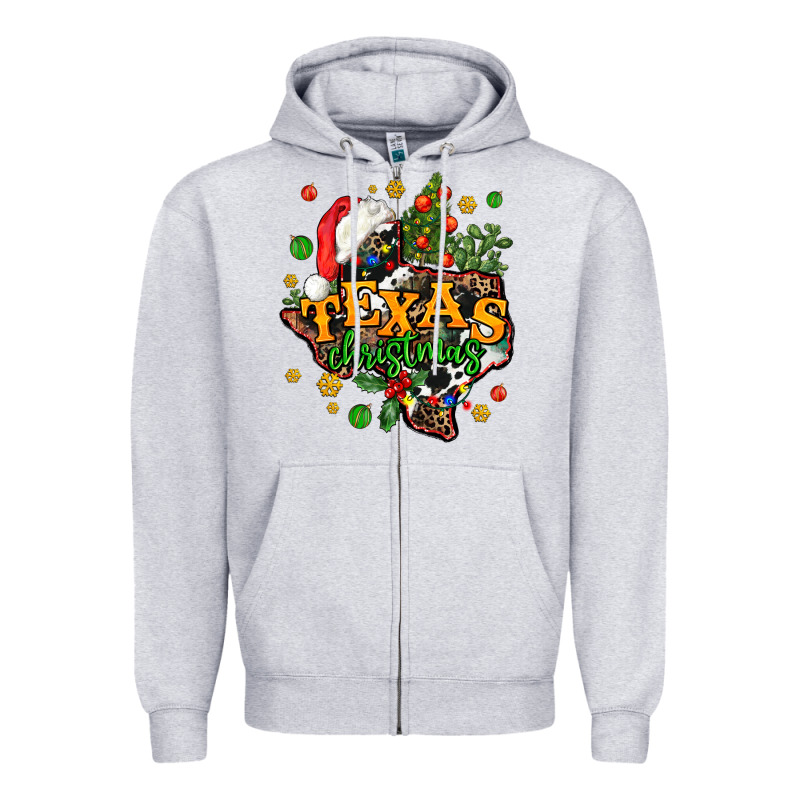 Texas Christmas Zipper Hoodie by AdoDesignShop | Teevron
