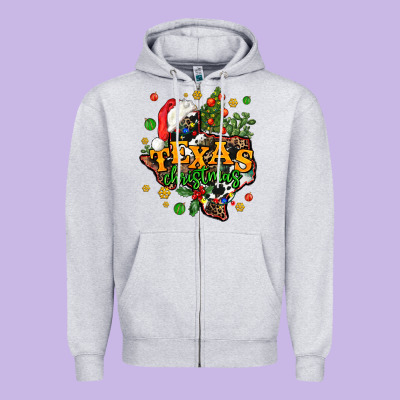 Texas Christmas Zipper Hoodie Designed By Adodesignshop